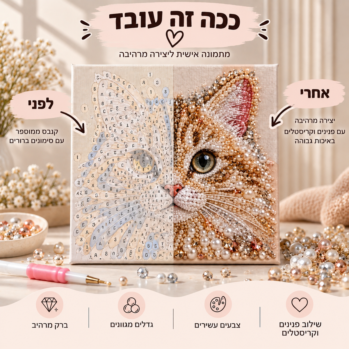 חתול מלכותי 👑 | יצירת פנינים וקריסטלים