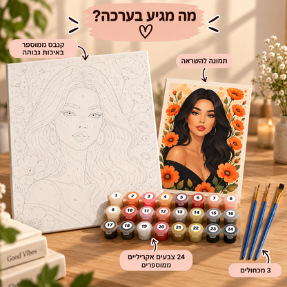 איור פרחוני 🌺 | צביעה לפי מספרים בהתאמה אישית