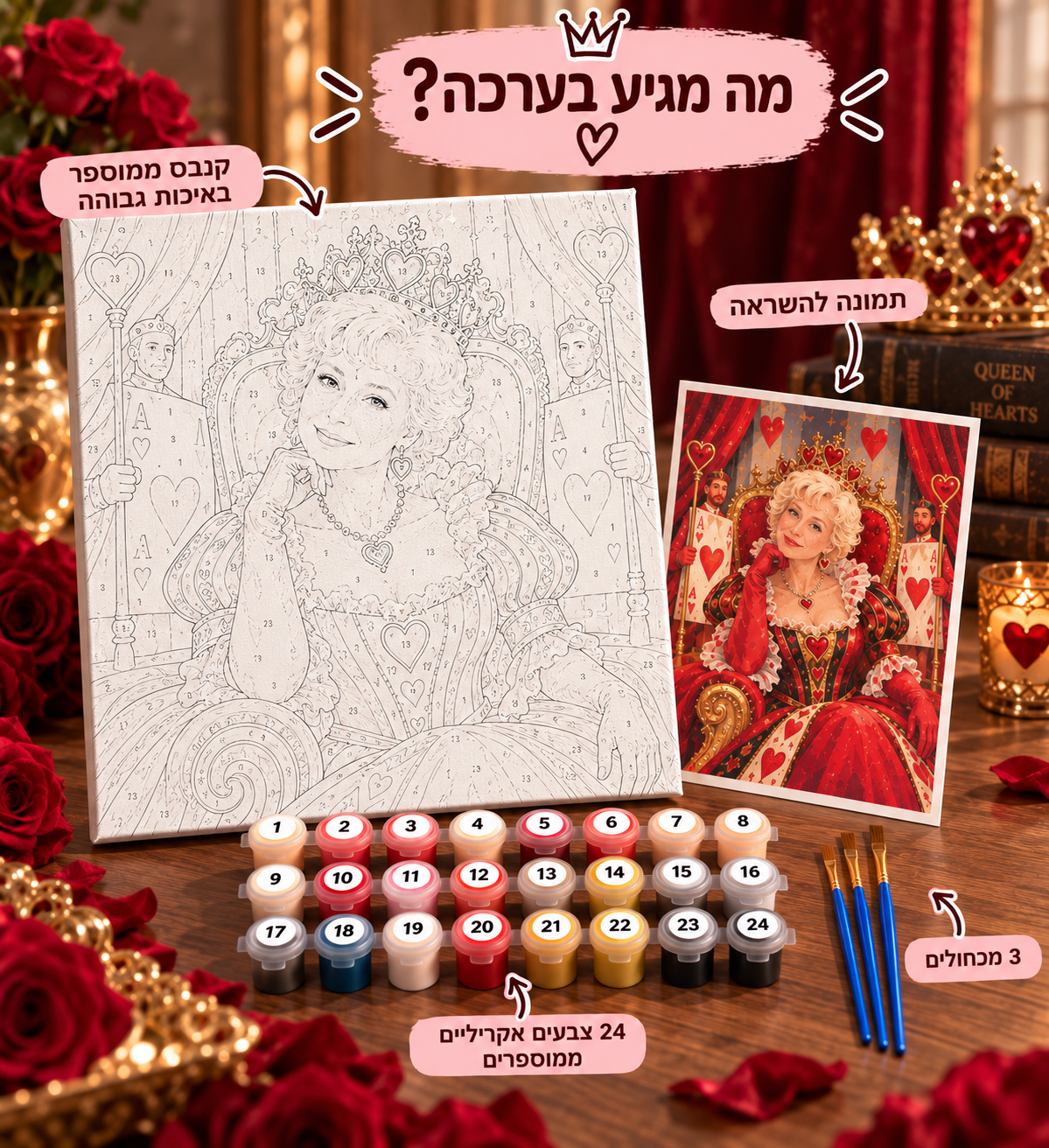 מלכת הלבבות 👑❤️ | צביעה לפי מספרים בהתאמה אישית