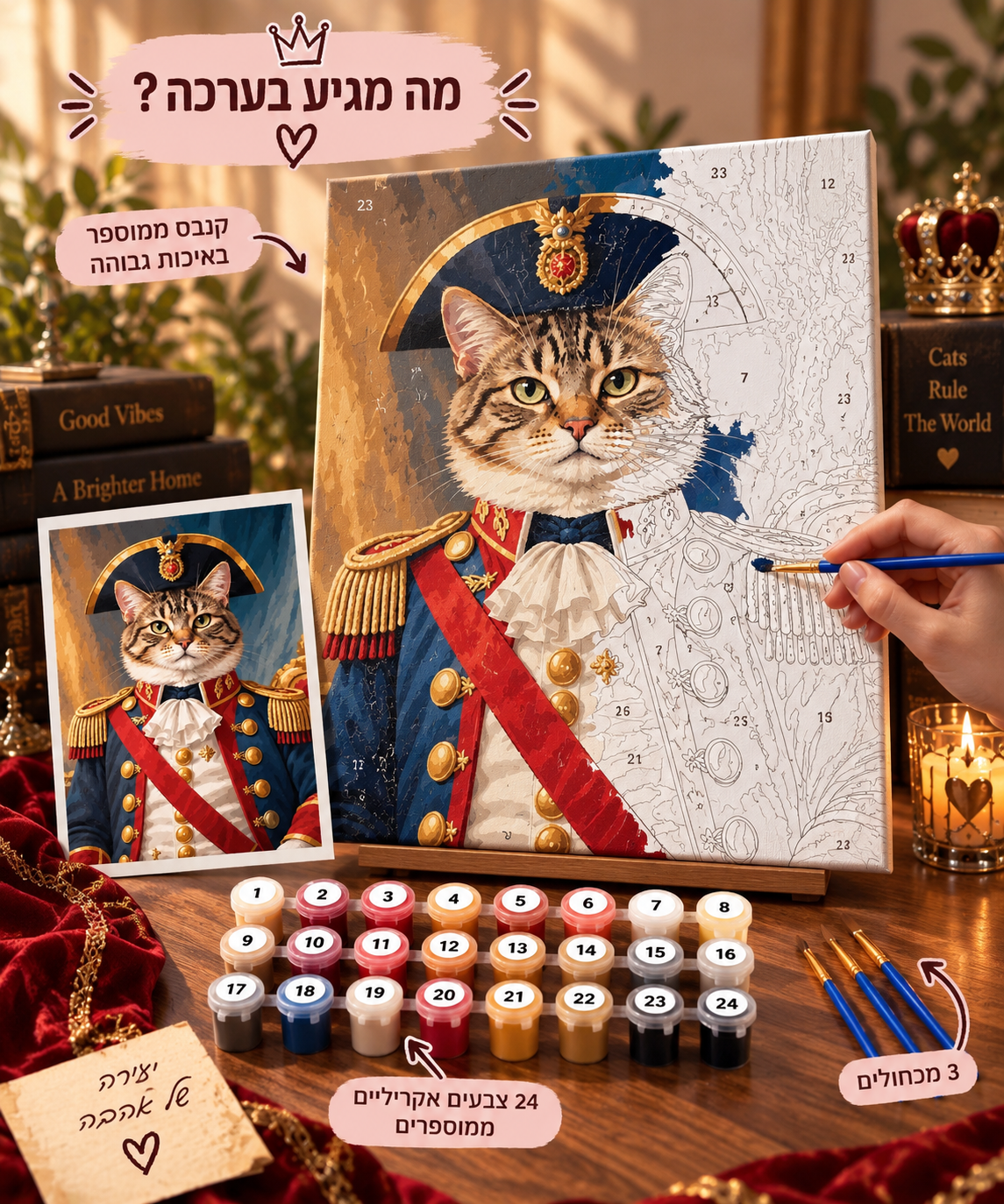 נפוליאון על 4 🐱🐾 | צביעה לפי מספרים בהתאמה אישית
