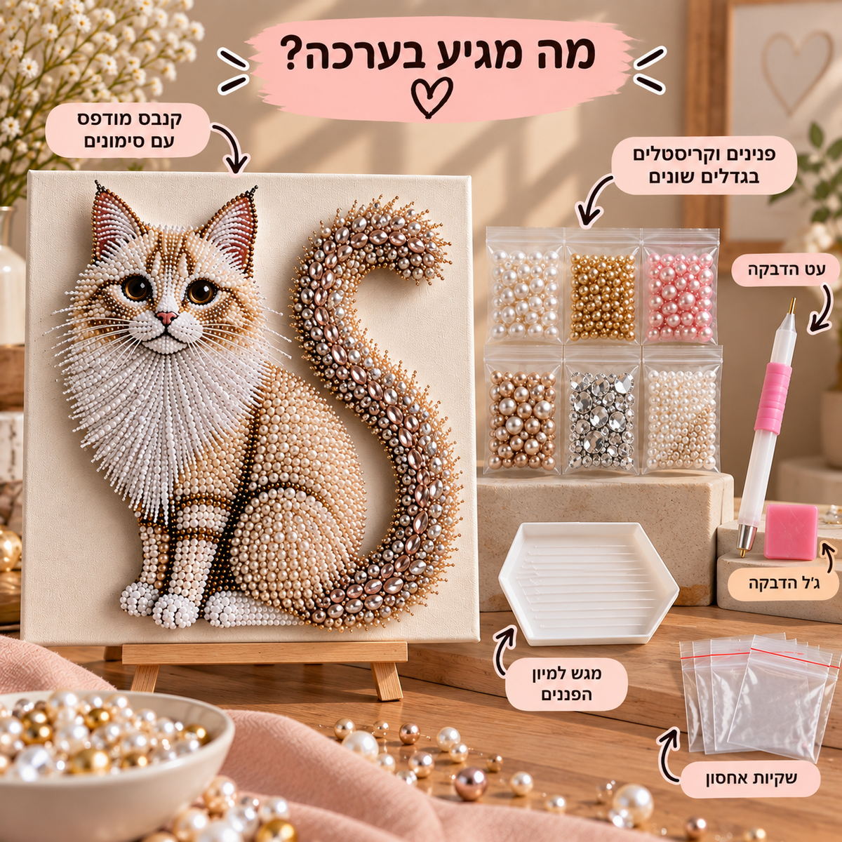 🦉 שומרת הלילה | יצירת פנינים וקריסטלים
