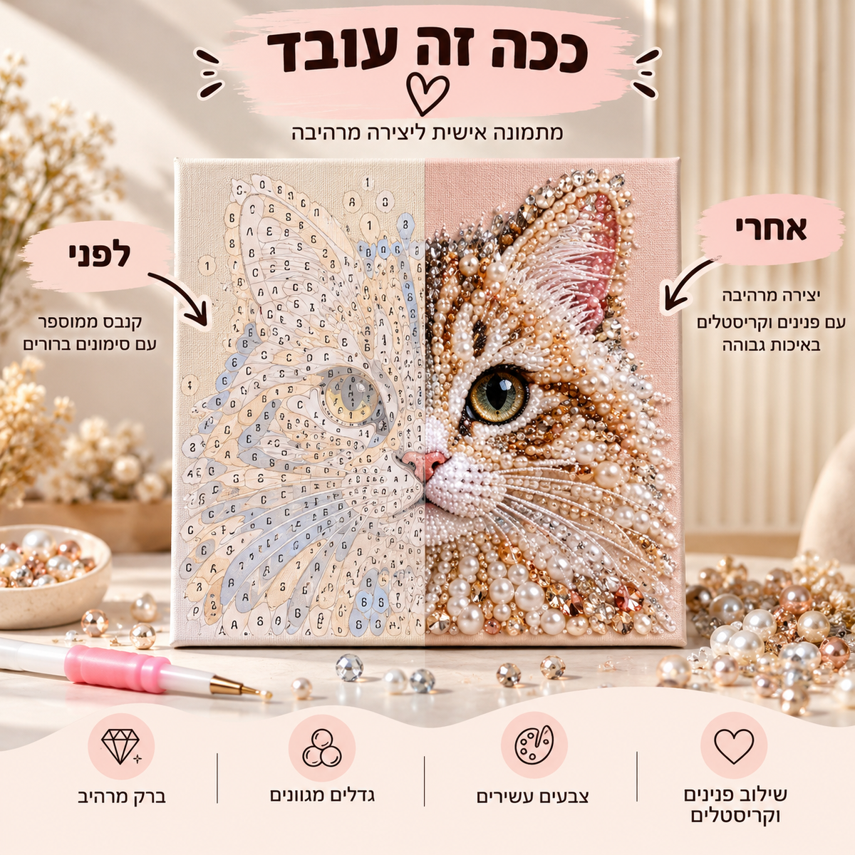 🦉 שומרת הלילה | יצירת פנינים וקריסטלים
