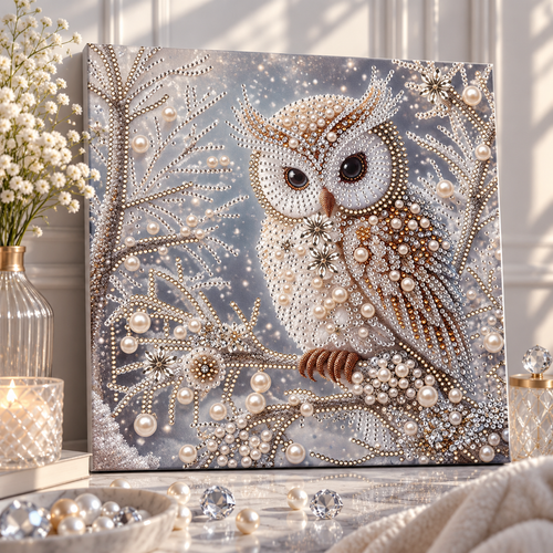 🦉 שומרת הלילה | יצירת פנינים וקריסטלים