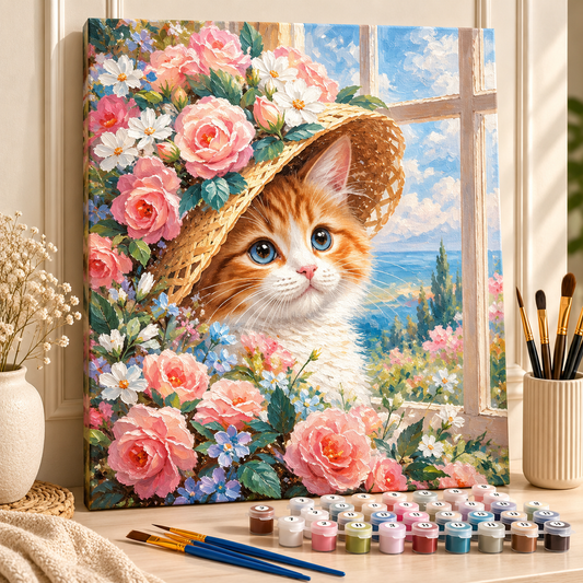 חתלתול בין הפרחים 🌸🐱 | ציור לפי מספרים